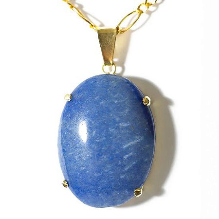 05 Pingente Extra Cabochao Pedra Quartzo Azul Montagem Garra Dourado ATACADO