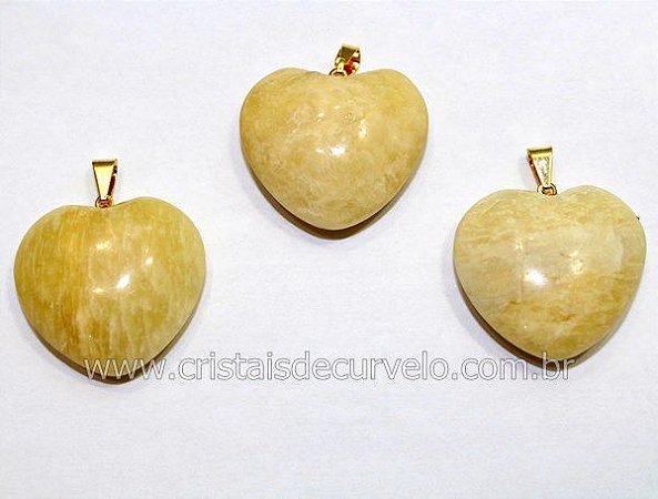 03 Pingente Coração Pedra FELDSPATO Natural Montagem Flash Dourado ATACADO