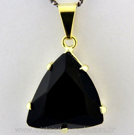 05 Pingente Trillion Obsidiana Negra Montagem Na Garra Dourado Atacado