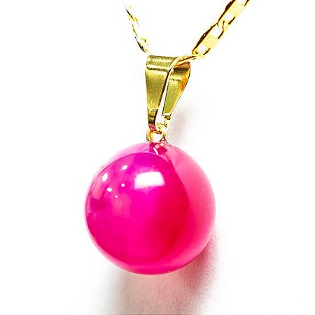 05 Pingente Bolinha Pedra Agata Rosa Pino Dourada ATACADO