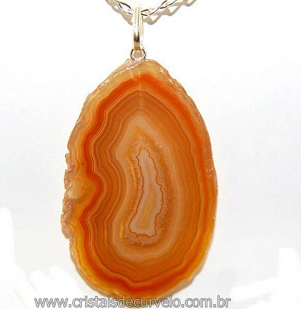 05 Pingente Chapa de Ágata Natural Pino Prata 950 ATACADO