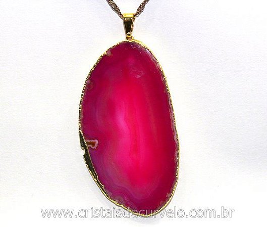 10 Pingente Chapa de Agata Rosa Claro Envolto Dourado ATACADO