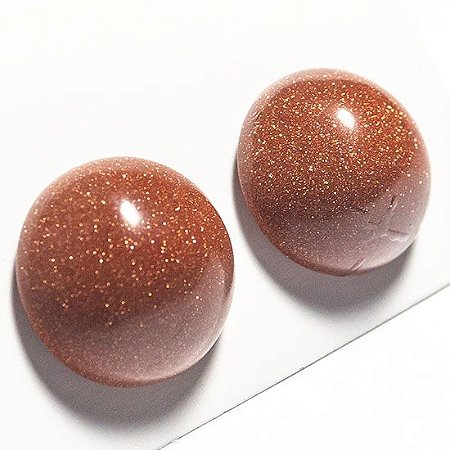 Brinco Button Disco Pedra do Sol Natural 15mm Prata 950
