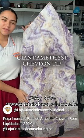 Ponta Ametista Chevron Gigante Bruto Face Polida 320Kg 1,13m