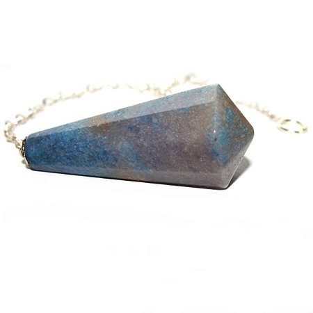 05 Pêndulo Pedra Quartzo Azul Pintado Piramidal Lapidado Invertido Montado Corrente Atacado