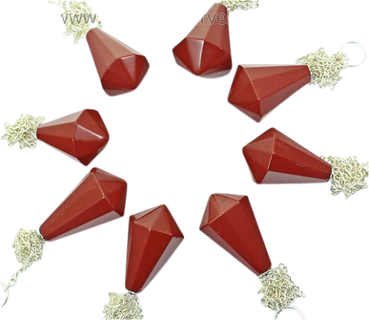 10 Pêndulo Pedra Jaspe Vermelho Piramidal Lapidado Invertido Atacado