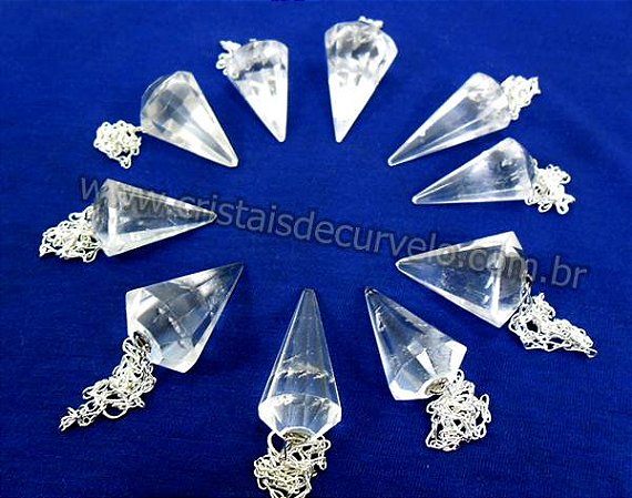 05 Pêndulo Cristal Comum Pedra Quartzo Lapidação Facetado ATACADO