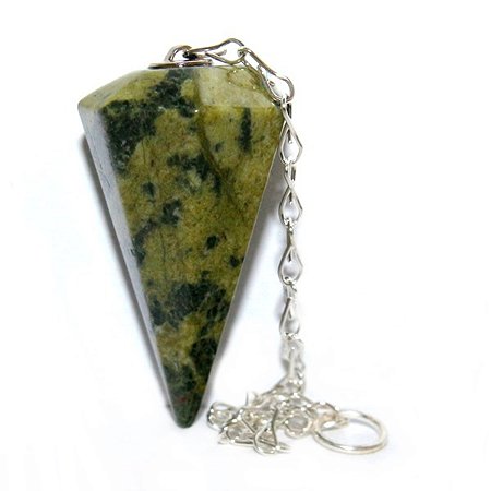 03 Pêndulo Pedra Serpentinita Natural Lapidação Facetado Atacado