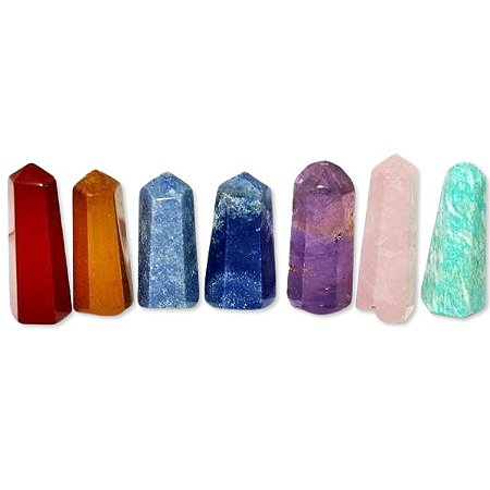 01 Kit Mini Pontinha 7 Chakras Pedra Natural Média 30mm
