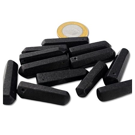 10 Mini Pontinha Quartzo Preto Furado Para Pingente de Colar Furo Vazado Lateral 25 a 35mm Atacado