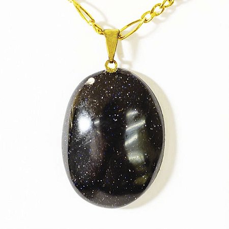 03 Pingente Cabochão Pedra Estrela  Azul Pino Dourado Atacado