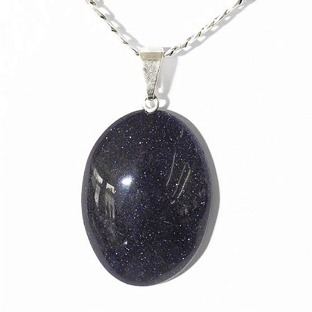 10 Pingente Cabochão Oval Pedra Estrela Azul Pino Prateado Atacado