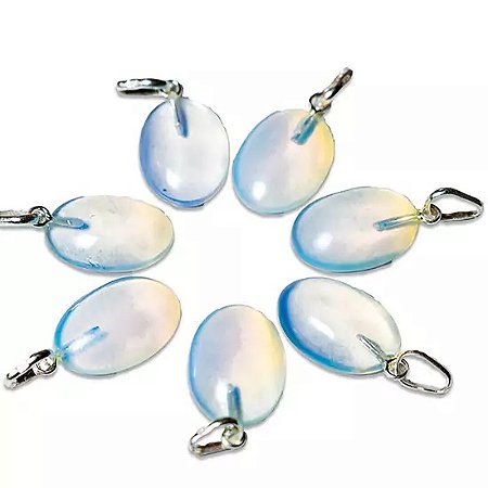 10 Pingente Cabochão Oval Pedra da Lua 20mm Pino Prata 950 Atacado