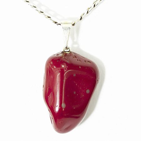 10 Pingente Pedrinha Jaspe Vermelho Rolado Natural Montagem Prata 950 Atacado