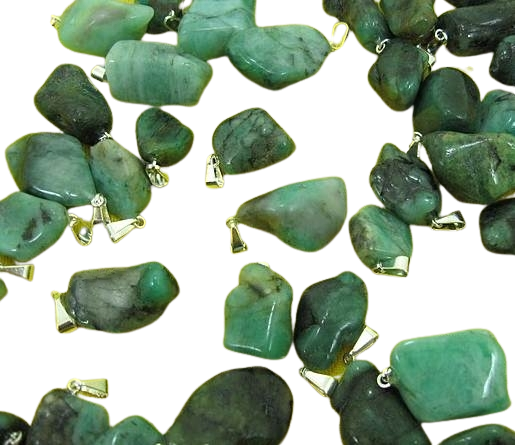 10 Pingente Esmeralda Rolada Pedra Natural Pino Prata 950 Atacado