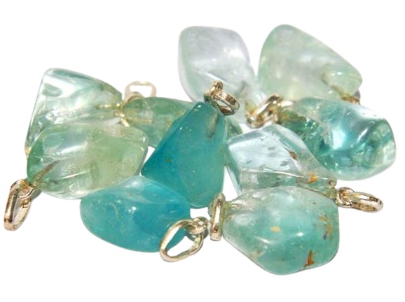 03 Pingente Pedrinha Topázio Azul Natural Montagem Pino Dourado Atacado