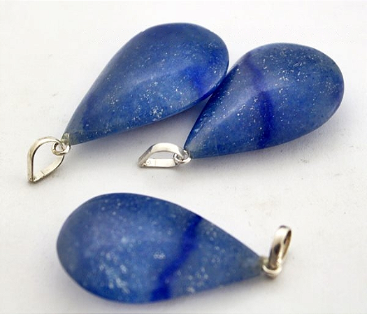 10 Pingente Gota Pedra Quartzo Azul Castoação Pino Prata 950 Atacado