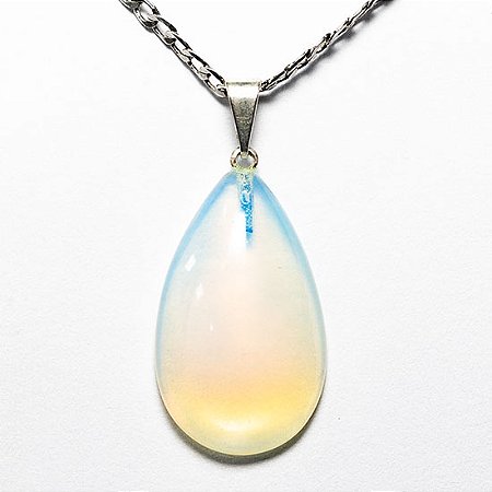 10 Pingente Gota Opalina ou Pedra da Lua Montagem Pino Prateado Atacado