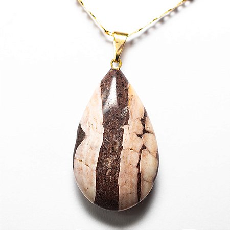 03 Pingente Gota Jaspe Brecha Pedra Natural Montagem Pino Dourado Atacado
