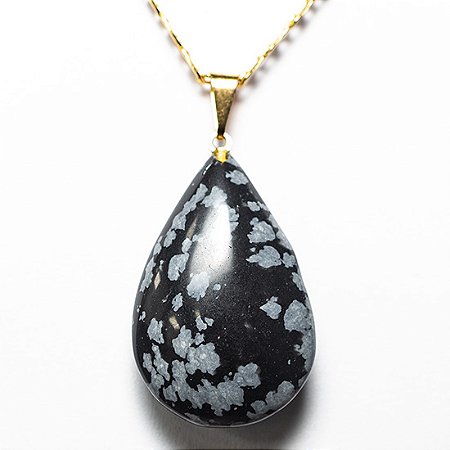 10 Pingente Gota Obsidiana Flocos de Neve Montagem Pino Dourado Atacado
