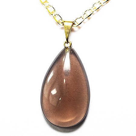 03 Pingente Gota Fumê Murion Pedra Natural Montagem Pino Dourado Atacado
