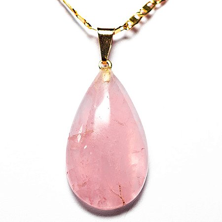 05 Pingente Gota Quartzo Rosa Pedra Natural Montagem Pino Dourada Atacado