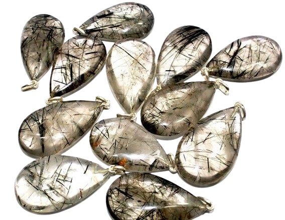 10 Pingente Gota Cristal Extra Incrustado Turmalina Prata 950 Atacado