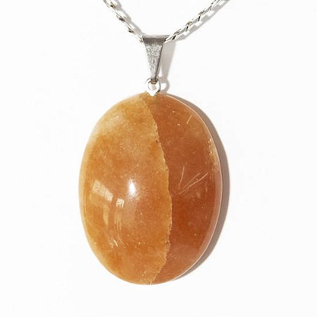 05 Pingente Cabochão Quartzo Tangerina Pedra Natural Pino Prateado Atacado