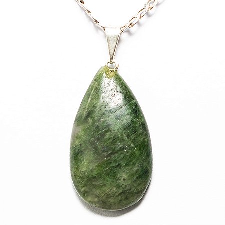 05 Pingente Gota Epidoto Verde Natural Montagem Pino Prateada Atacado