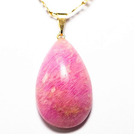 03 Pingente Gota Pedra Amazonita Pink Montagem Pino Dourado Atacado