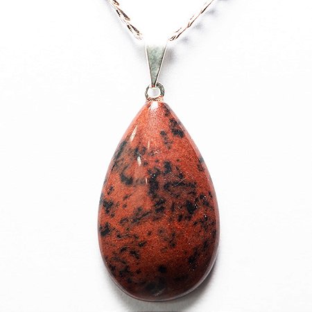 03 Pingente Gota Obsidiana Mahogany Montagem Pino Prateado Atacado