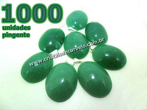 1000 Pingente Cabochão QUARTZO VERDE Pedra Natural Castoação Pino Banhado Prata
