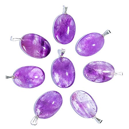 1000 Pingente Cabochão AMETISTA Pedra Natural Pino Banho Prata
