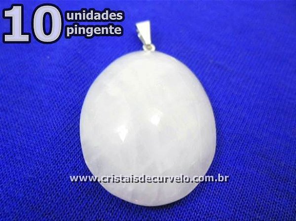 10 Pingente Cabochão QUARTZO LEITOSO Pedra Natural Castoação Pino Banho Prata