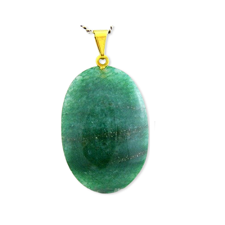 03 Pingente Cabochão Quartzo Verde Pedra Natural Pino Dourado Atacado