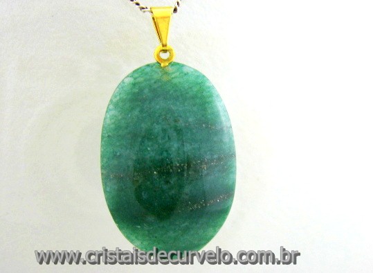 50 Pingente Cabochão QUARTZO VERDE Pedra Natural Pino Dourado ATACADO