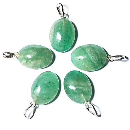 5 Pingente Cabochão Oval 20mm Onix Verde Natural Prata 950 ATACADO