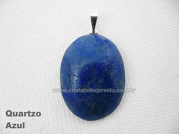 500 Pingente Cabochão QUARTZO AZUL Pedra Natural Pino Banho Prata