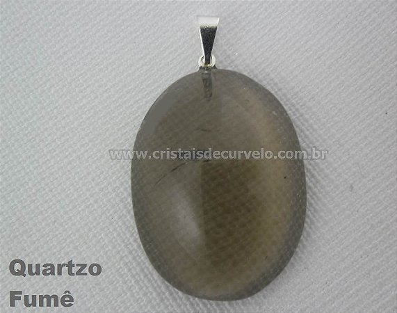 50 Pingente Cabochão QUARTZO FUMÊ Pedra Natural Pino Banho Prata