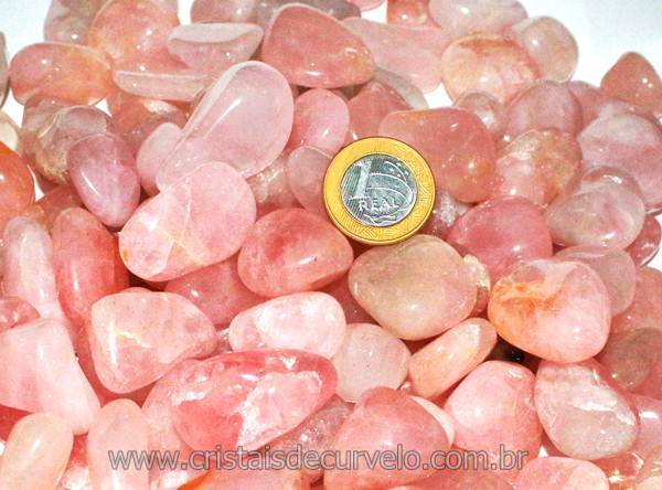 1 kg Quartzo Rosa Rolado Pedra Natural M 20 a 30mm Classe A