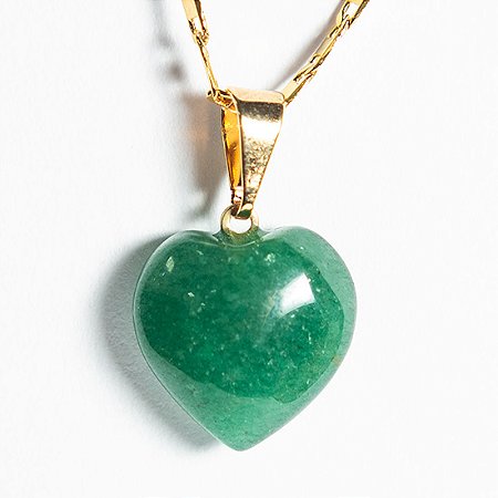 05 Pingente Mini Coração Quartzo Verde Pedra Natural Dourado ATACADO