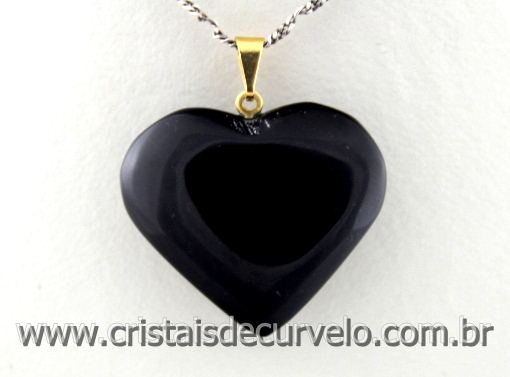 10 Pingente CORAÇÃO Pedra ONIX PRETO Natural Montagem Banho Flash Dourado 125198