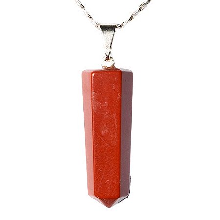 03 Pingente Pontinha Pedra Jaspe Vermelho Presilha Prateado Atacado
