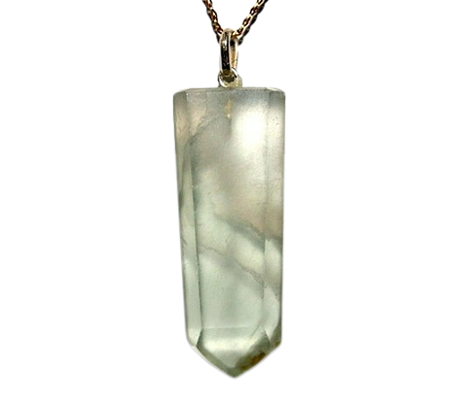 Colar Pontinha Fluorita Natural Pino Prata 950 Pedra Grande