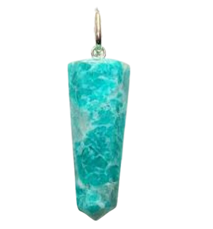 Colar Pontinha Pedra Natural Amazonita Montagem Prata 950
