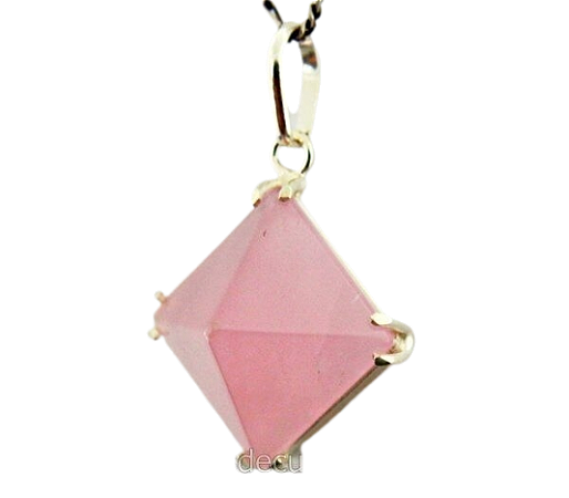 Colar Pirâmide Pedra Quartzo Rosa na Garra em Prata 950