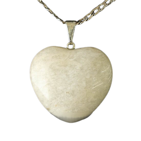 05 Pingente Coração Feldspato Pedra Natural Banhado Prateado Atacado
