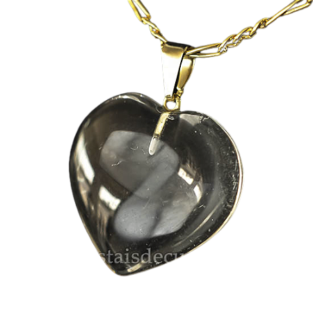 10 Pingente Coração Pedra Cristal Hialino Montagem Flash Dourado Atacado