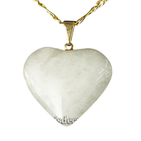 10 Pingente Coração Quartzo Leitoso Natural Montagem Dourado Atacado