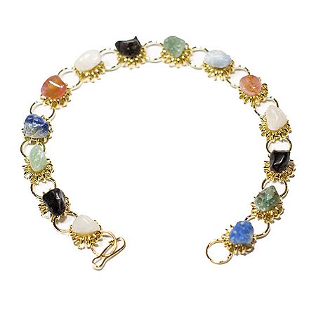 10 Pulseira Margarida Pedras Mistas Natural Rolada Dourado